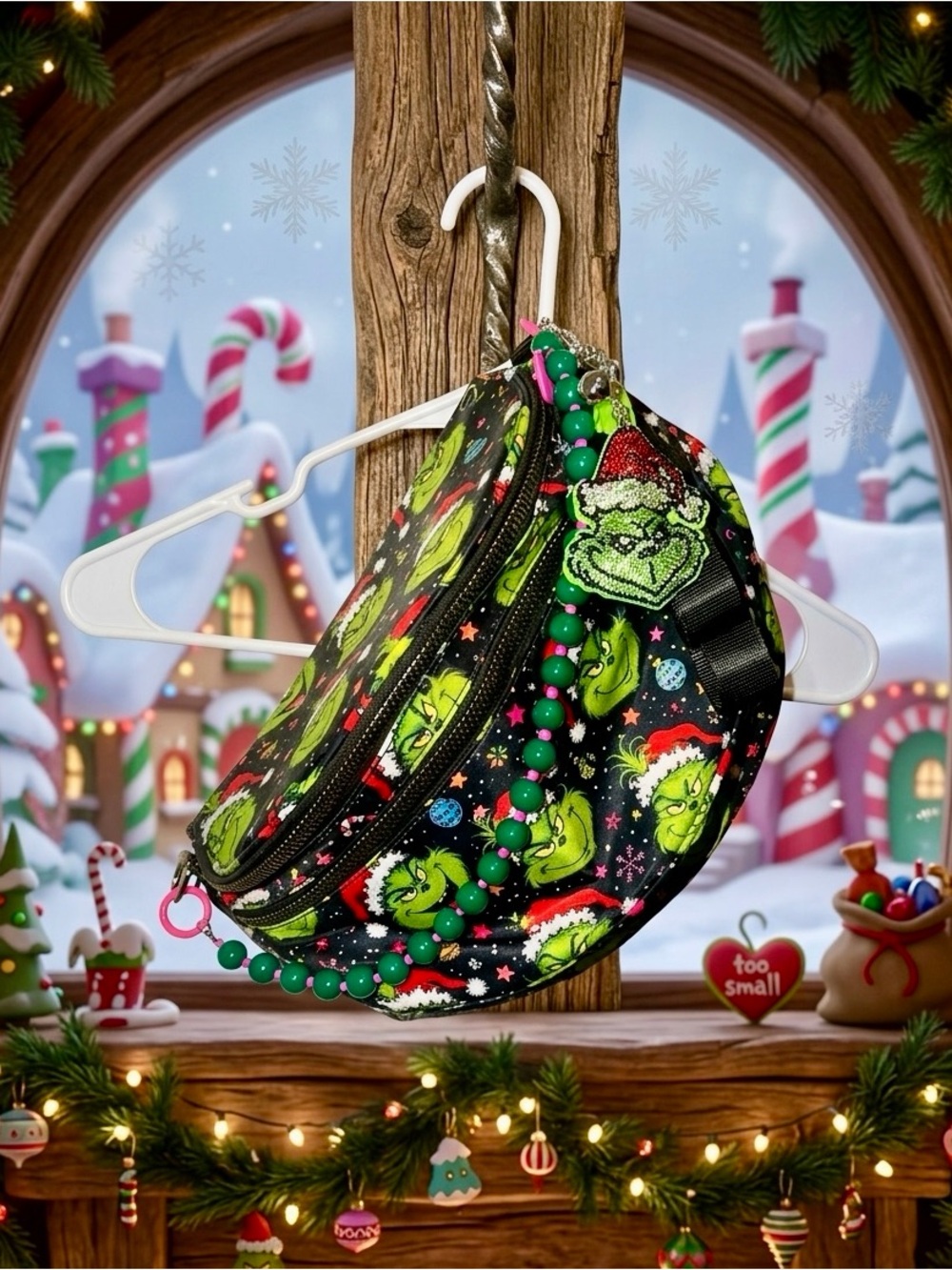 Grinch Holiday Black Crossbody Bumbag